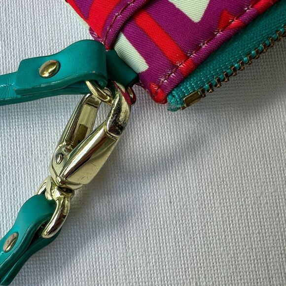 Fossil Key-Per Zip Around Wristlet Raspberry Print Pink/Orange/Turquoise SL4522 - Picture 9 of 9